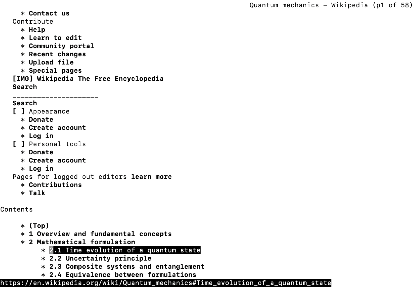Links2 Wikipedia Screenshot
